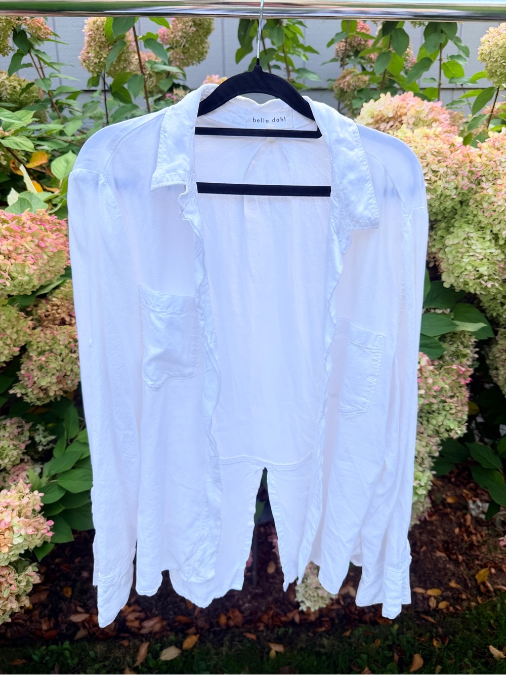 Bella Dahl White Relaxed Open-Front Button-Down Shirt